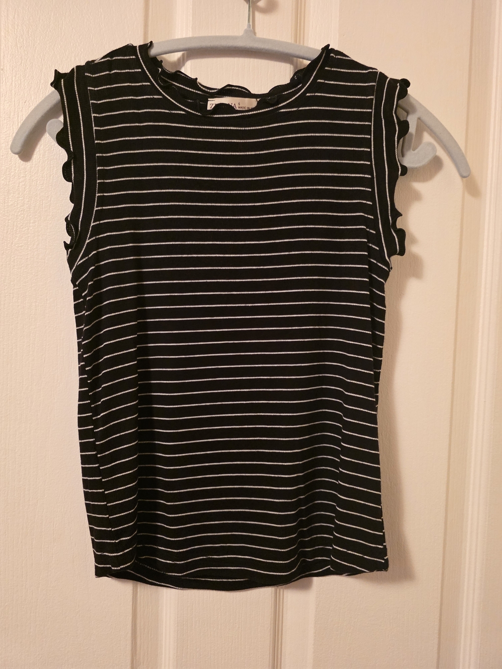 Zenana Size S 2pc Tank Lot Ribbed Mineral Wash & Striped Ruffle Basic